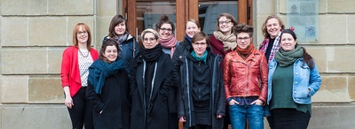 Gruppenfoto PRINA vor dem JLU-Hauptgebäude (2018)