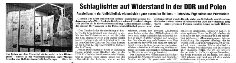 Schlaglichterauf Widestand in der DDR und Polen