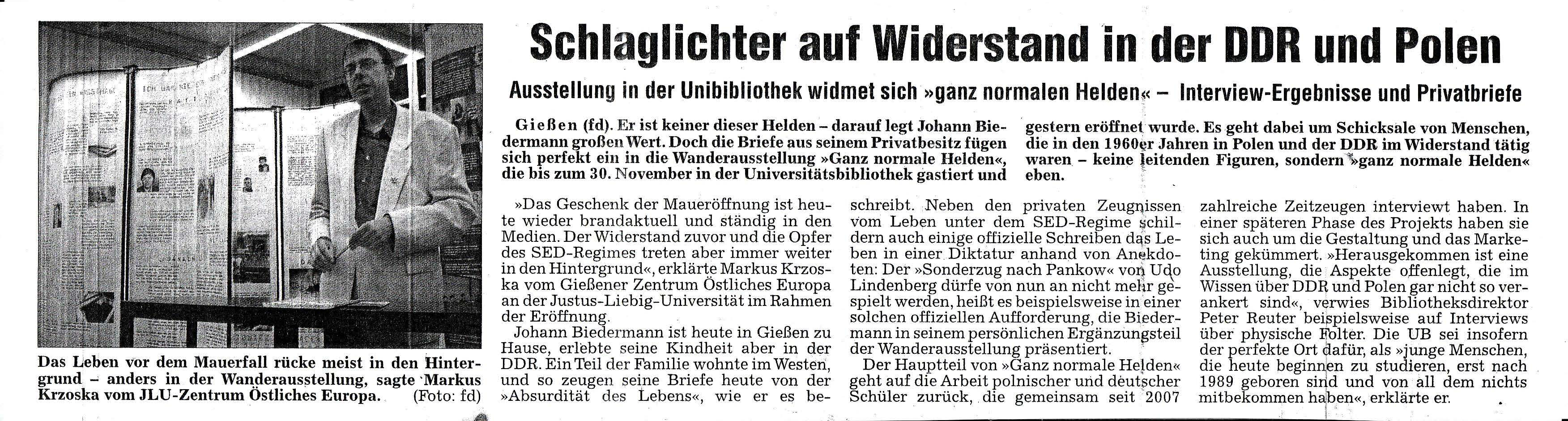 Schlaglichterauf Widestand in der DDR und Polen