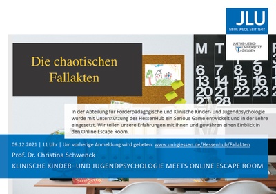Zierbild: Flyer - Veranstaltung 'Klinische Kinder- und Jugendpsychologie meets Online Escape Room'