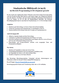 Stellenausschreibung Programming & Development