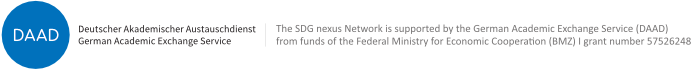 The SDG nexus Network is supported by the German Academic Exchange Service (DAAD) from funds of  the Federal Ministry for Economic Cooperation (BMZ), grant number 57526248