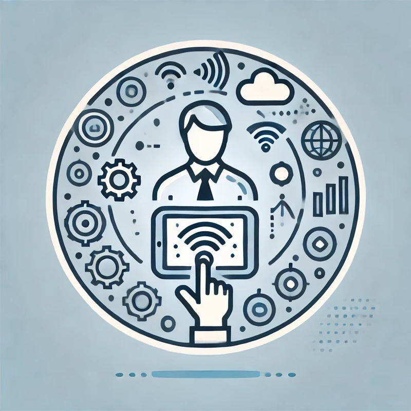 DALL·E 2024-12-29 14.19.48 - A minimalistic and professional icon in a flat vector design style representing advanced digital competence. The design includes a human-like figure i.webp