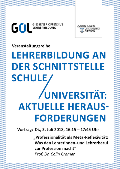 Flyer zum 4. Vortrag "Lehrerbildung an der Schnittstelle Schule/Universität"