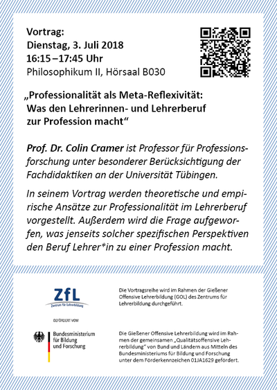 Flyer zum 4. Vortrag "Lehrerbildung an der Schnittstelle Schule/Universität"