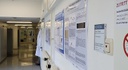 Laboratory corridor with scientific posters