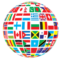 Various flags arranged as a sphere