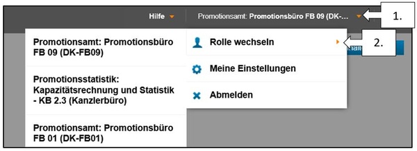 Rollenwechsel Screenshot explaining the change of roles