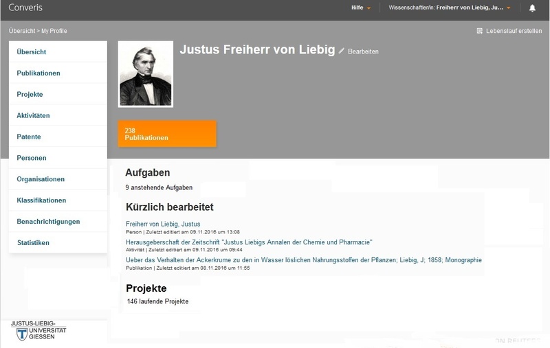 Justus Liebig Converis aktuell