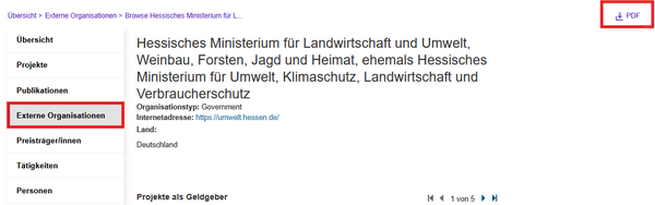 AAA Externe Organisationen Screenshot der Browse-Ansicht einer externen Organisation.