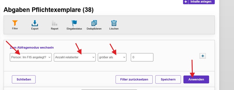 Filter Abgabe Pflichtexemplare