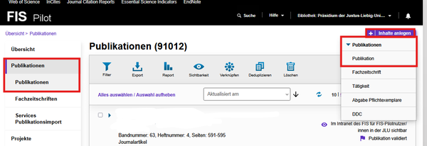 Publikation FIS Screenshot Anlegen von einer neuen Publikation
