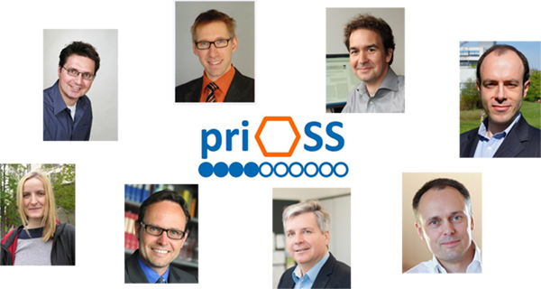 Photos of priOSS' PIs: Prof. Dr. A. Schirmeisen, Prof. Dr. H. A. Wegner, Prof. Dr. M. Dürr, Prof. Dr. S. Sanna, Prof. Dr. M. Gottfried, Prof. Dr. J. Sundermeyer, Prof. Dr. P. R. Schreiner and Prof. Dr. D. Mollenhauer
