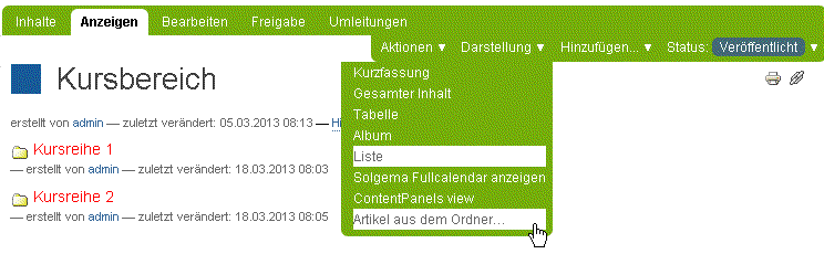 Seite als Standardansicht eines Ordners