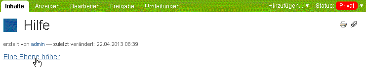 Eine Ebene nach oben