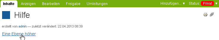 Eine Ebene nach oben
