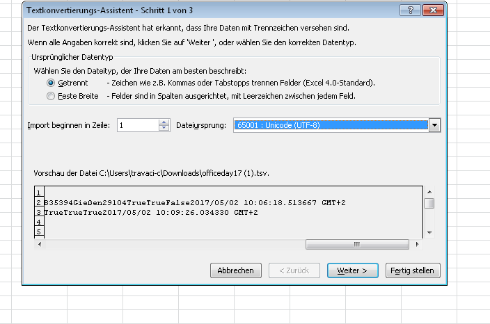 CSV-Import Zeichenkodierung