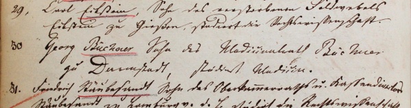 Büchner in Matrikel 1833