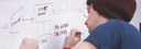 Bild: Person die Notizen auf einem Whiteboard macht // Photo: Person taking notes on a whiteboard
