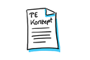 Grafik die einen Zettel darstellt mit der Aufschrift "PE-Konzept" / Graphic showing a piece of paper which has “XXX” written on it