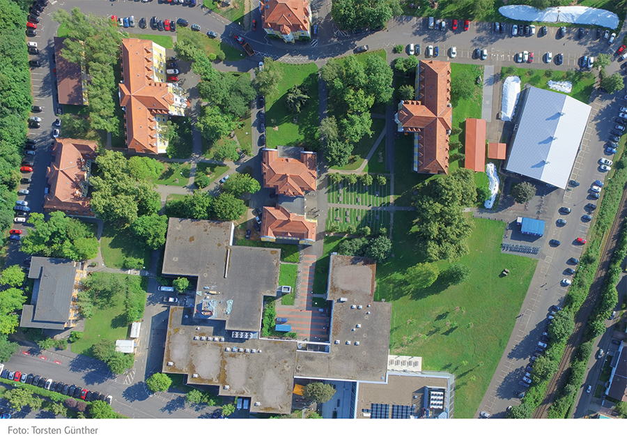 Luftbild des Campusbereich Recht und Wirtschaft