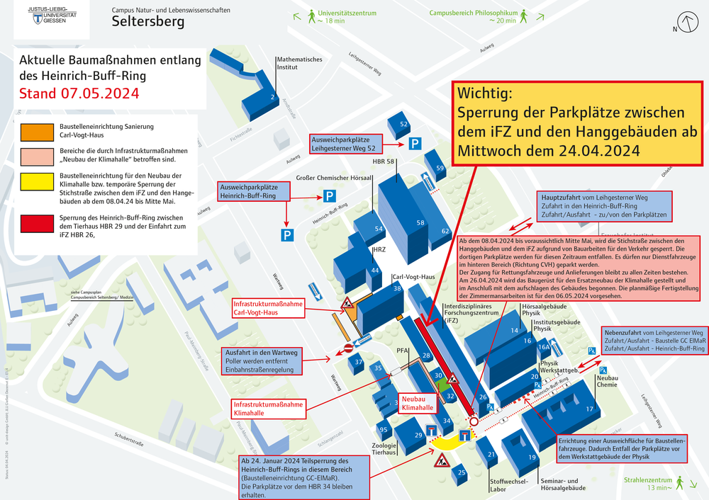 Lageplan Seltersberg mit Darstellung der Baumaßnahmen