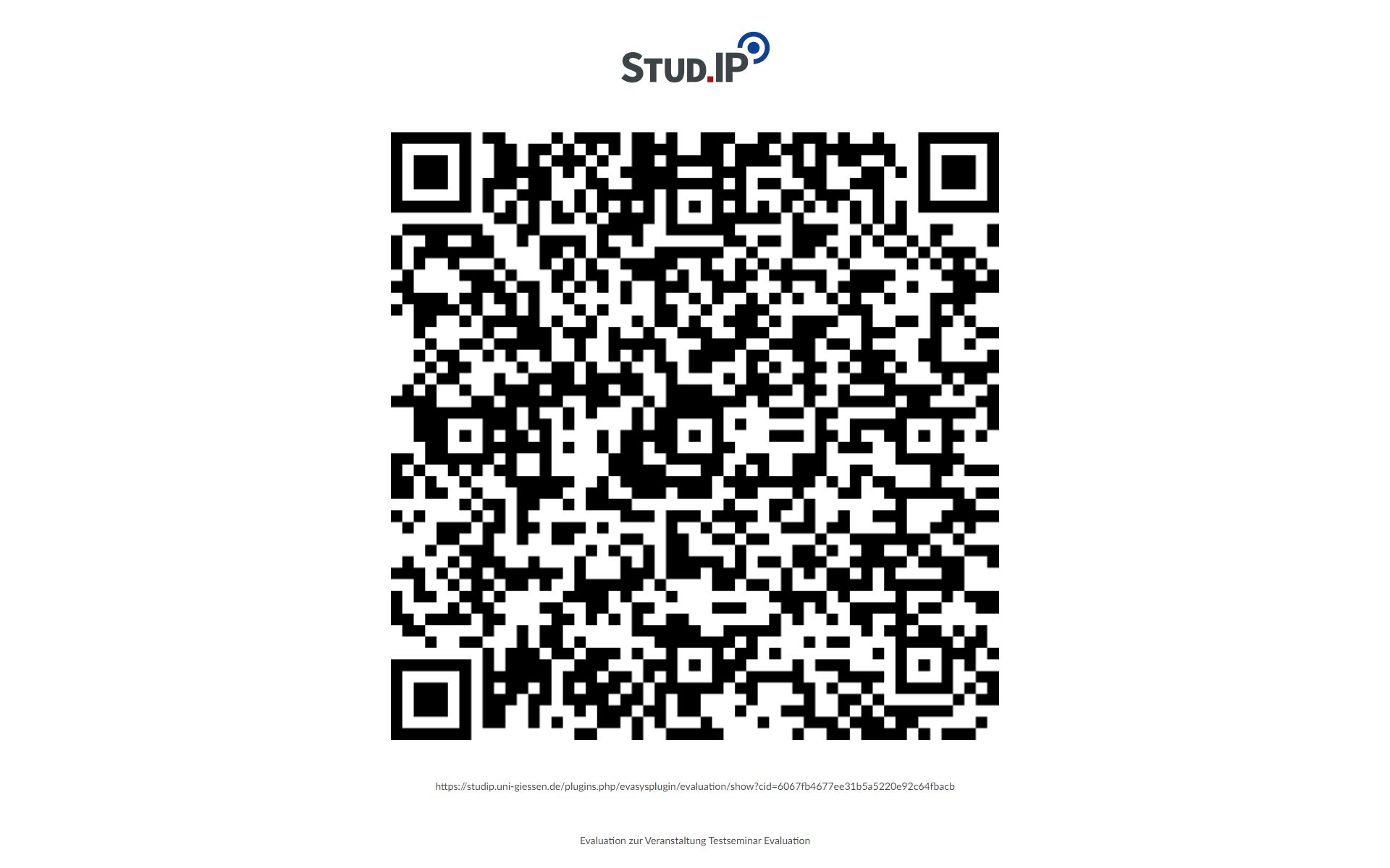 Zugang zum Fragebogen für Studierende über QR-Code mit EvaSys in Stud.IP