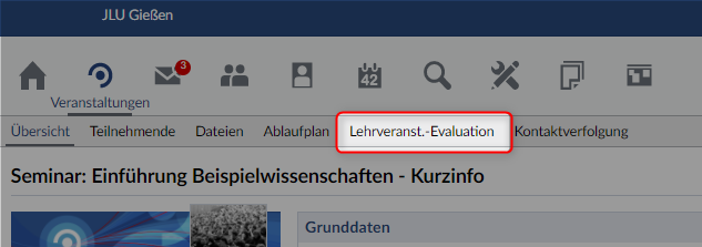 Bild Zugang 1 zur LVE für Teilnehmer mit EvaSys in Stud.IP