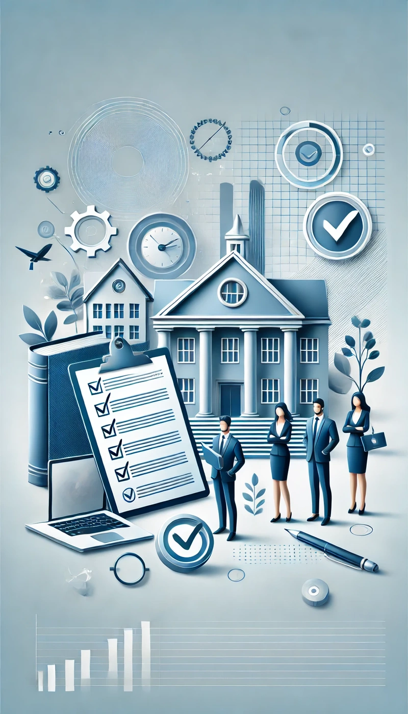 DALL·E 2025-05-09 12.44.29 - A modern, clean and professional vertical illustration in blue and gray tones, designed for a university information website aimed at academic reviewe.webp
