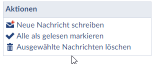 Aktionsfeld zum Löschen von Nachrichten in Stud.IP Aktionsfeld zum Löschen von Nachrichten in Stud.IP