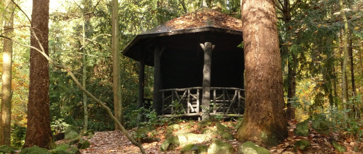 Schutzhütte im Akademischen Forstgarten (Foto: Hessenforst) Schutzhütte im Akademischen Forstgarten (Foto: Hessenforst)