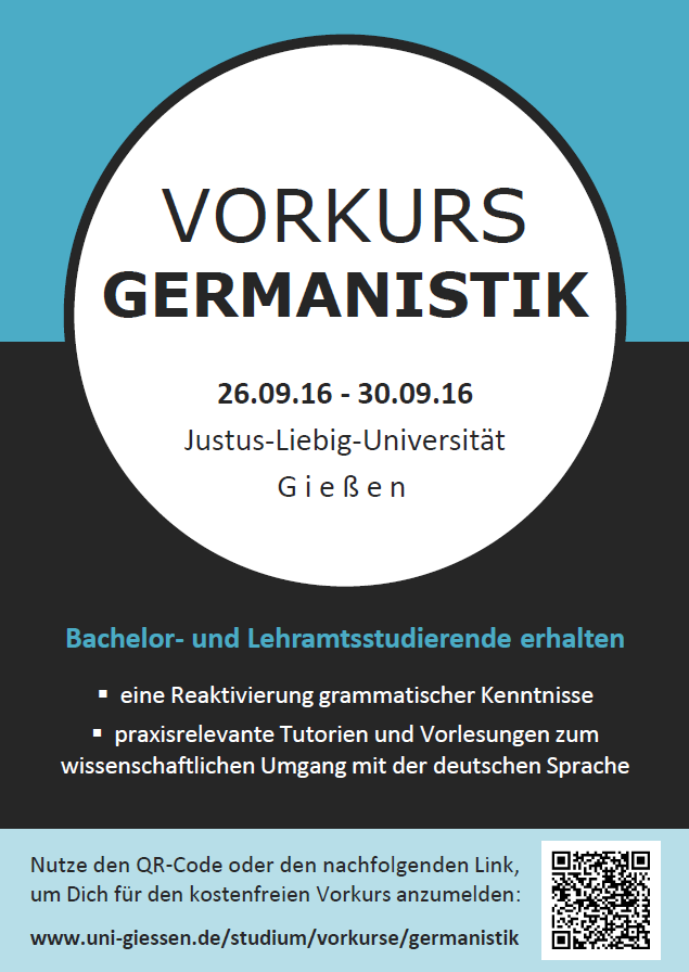 Flyer: Vorkurs Germanistik