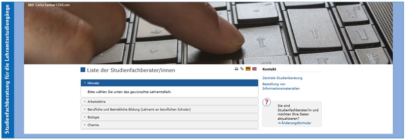 Studienfachberatung für Lehramtsstudiengänge / Kombinationsstudiengänge
