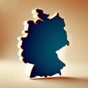 Umrisse einer Deutschlandkarte in dunklem Blau, umgeben von einem hellen, leuchtenden Rand.