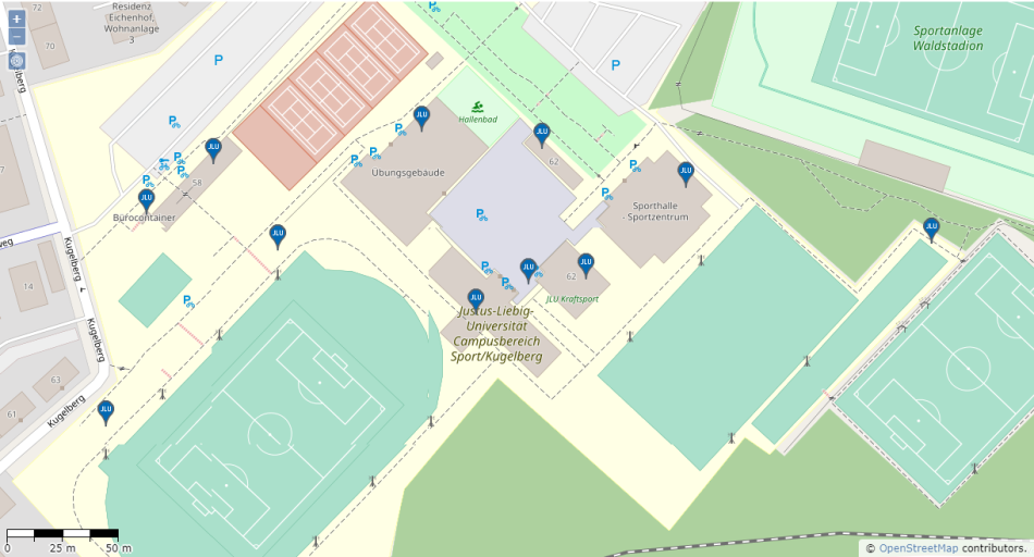 Lageplan JLUmaps Sport/Kugelberg
