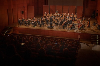 Konzert des Universitätsorchesters Gießen im Saal der Musikakademie in Łódź anlässlich des Jubiläums von 45 Jahren Partnerschaft der Universität Łódź und der Justus-Liebig-Universität Gießen. Foto: University of Lodz, M. Andrzejewski