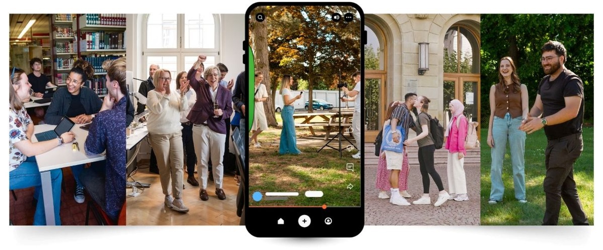 Schmuckbilder: Collage aus mehreren JLU-Bildern verschiedener Ereignisse mit einer Smartphone-Schablone