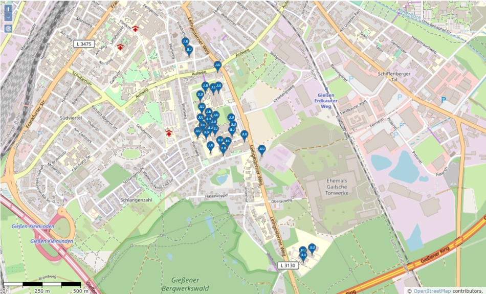 Site plan JLUmaps Seltersberg