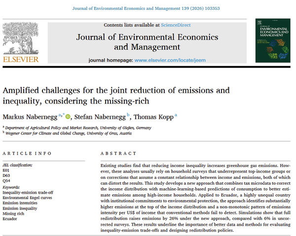 Amplified challenges for the joint reduction of emissions and inequality considering the missing-rich