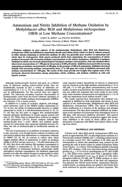 Methylobacter Nitrite and Ammonium 1994