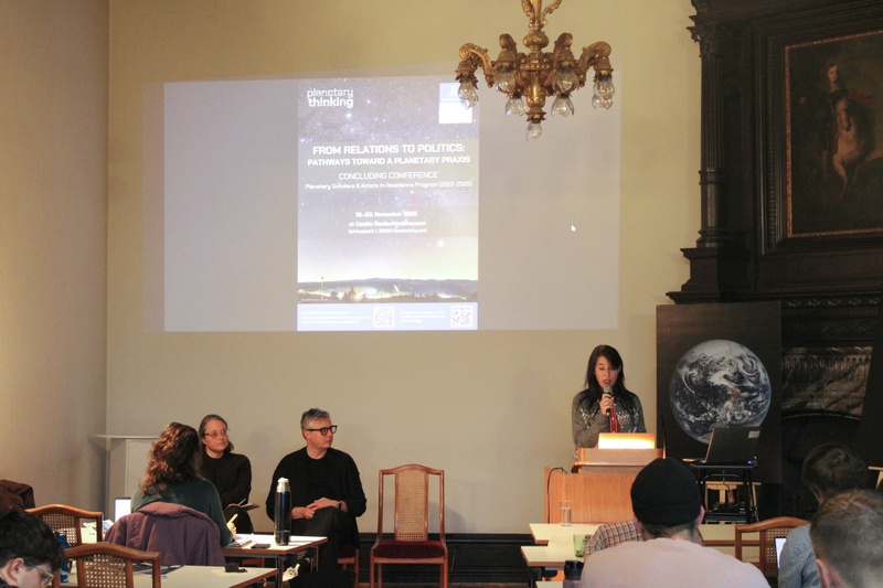 Eva Meijer (Planetary Agency & Politics Fellow) leads discussion as Angie Pepper (political philosopher) and Jason Waite (Planetary Spaces Fellow) observe, Pathway 7 - Multispecies Assemblies © Belsoff.jpg