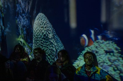 Visitors engaging in a guided meditation imagining themselves as a coral.jpg