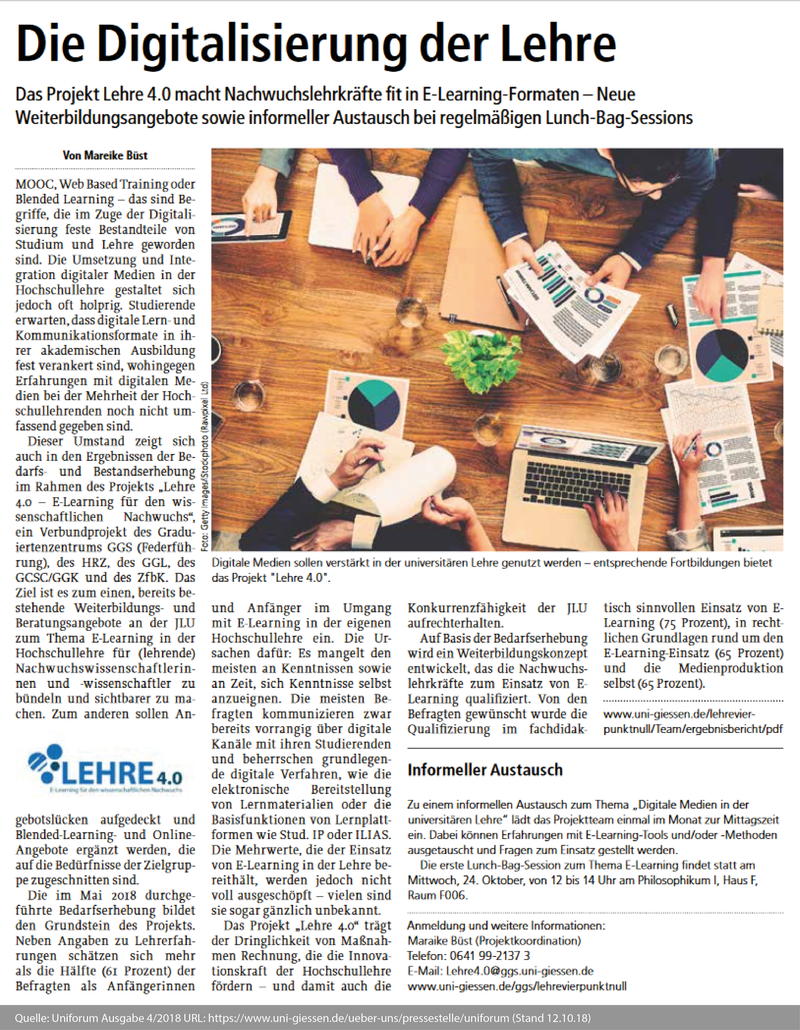 Uniforumbericht Q4/2018 "Digitalisierung der Hochschullehre"