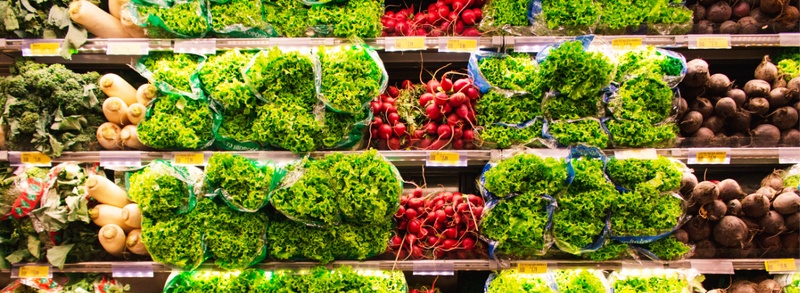 Bunch of vegetables in a supermarket