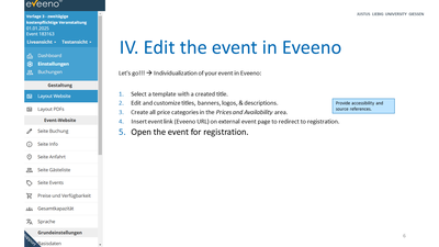 Slide: Edit the event in Eveeno