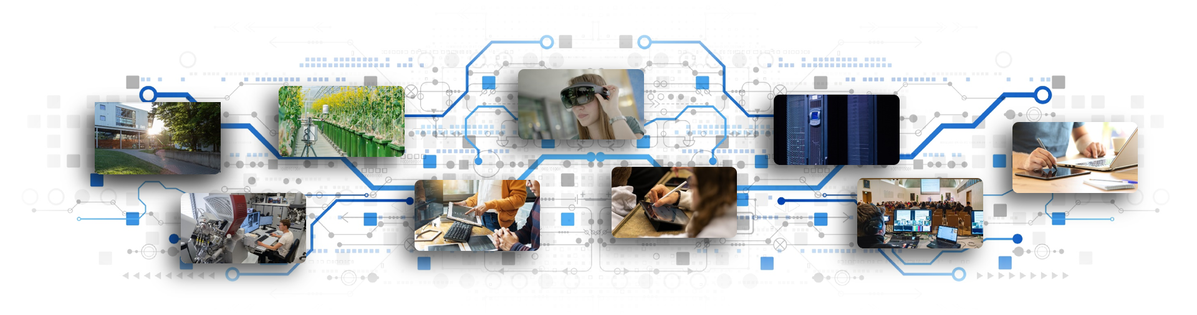 Digital Transformation Strategy of JLU Giessen (Image: Jeldrik Glassl [with material from Sebastian Ringleb, Katrina Friese, Rolf Wegst, Lars Möller, Roland Duss, and colourbox.de])