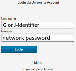 Login via University Account Screenshot of the Login via University Account