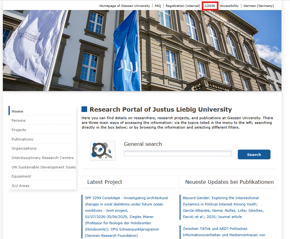 Research Portal of Justus Liebig University Login