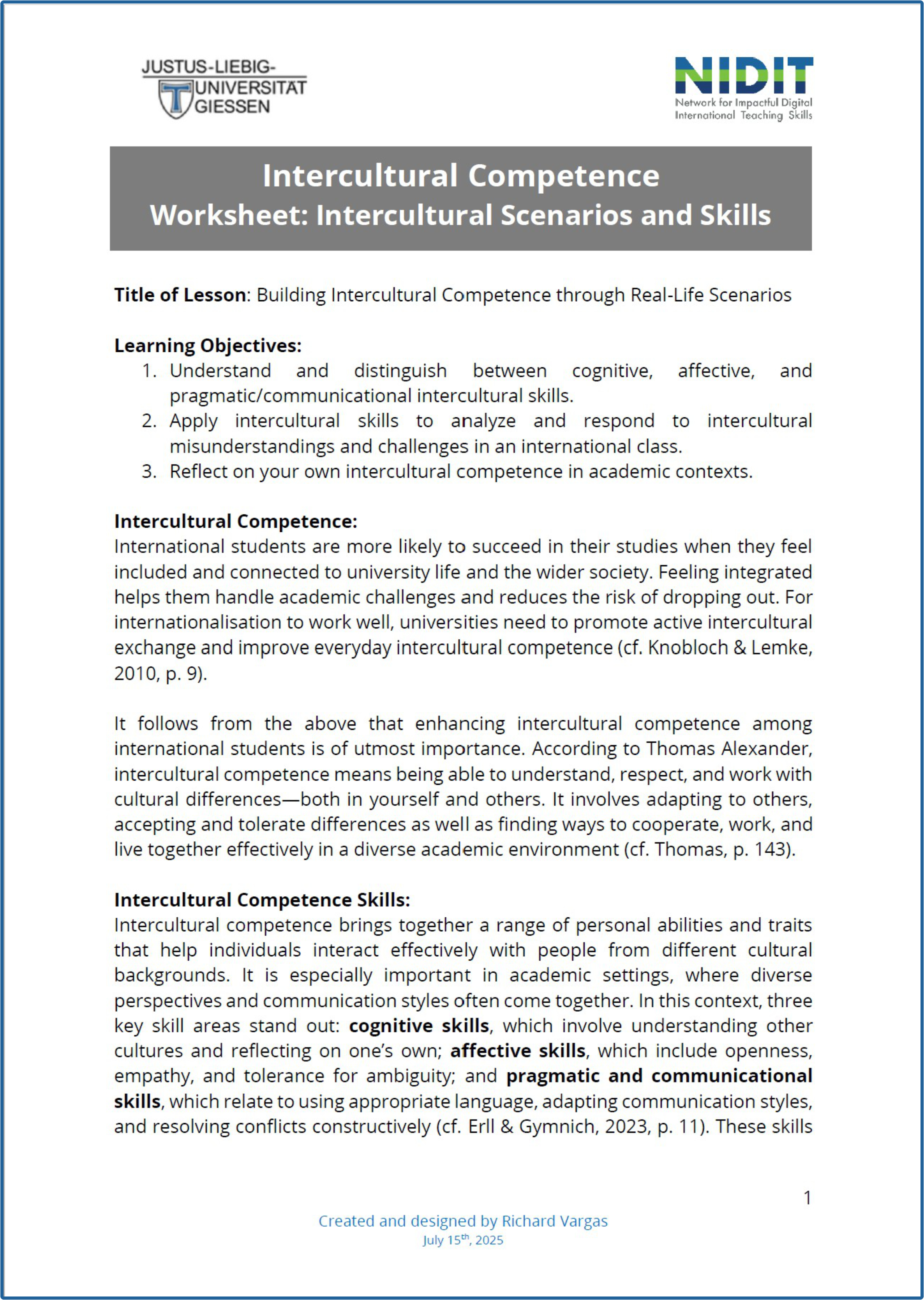 Intercultural Competence International Teaching Training