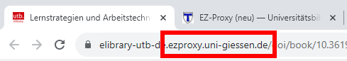 Screenshot von aktivem EZ-Proxy